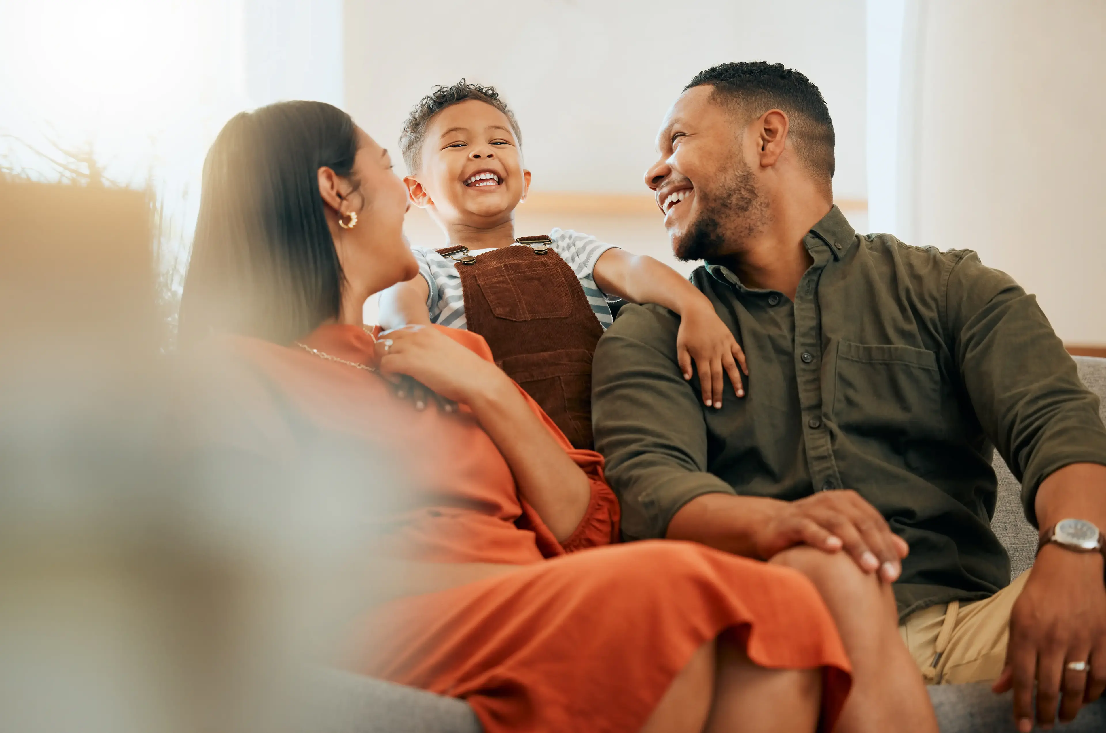 Family relaxing together at home